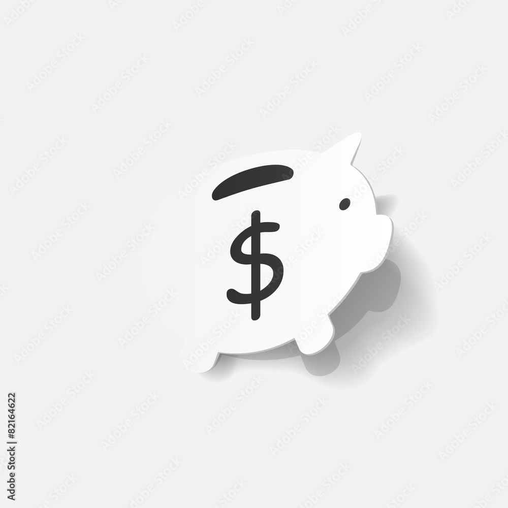 Paper clipped sticker: Piggy bank Paper clipped sticker: Piggy bank