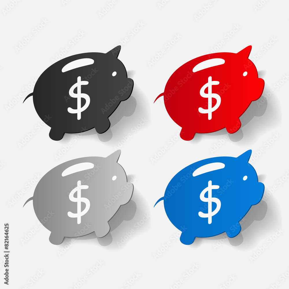 Paper clipped sticker: Piggy bank Paper clipped sticker: Piggy bank