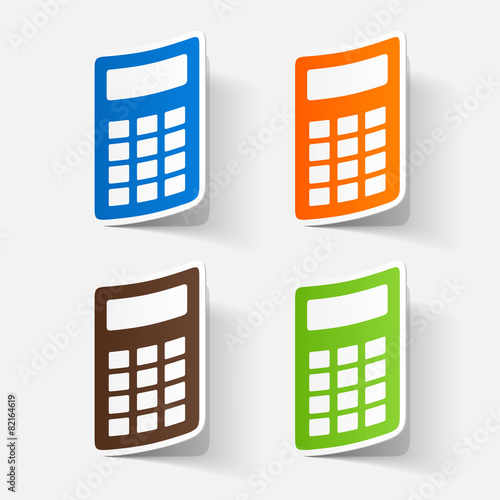 Paper clipped sticker: office electronic calculator