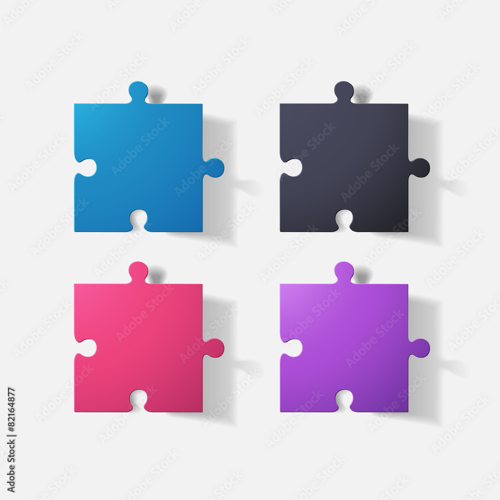 Fototapeta premium Paper clipped sticker: puzzle