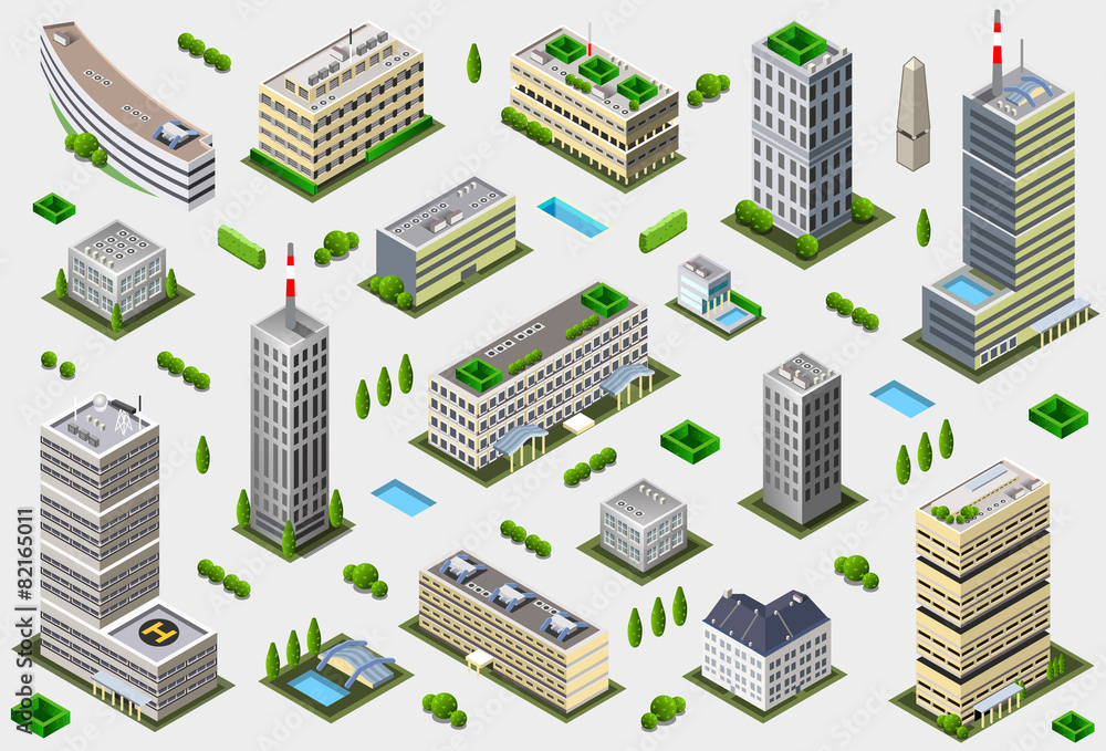 Isometric Megalopolis Building Collection