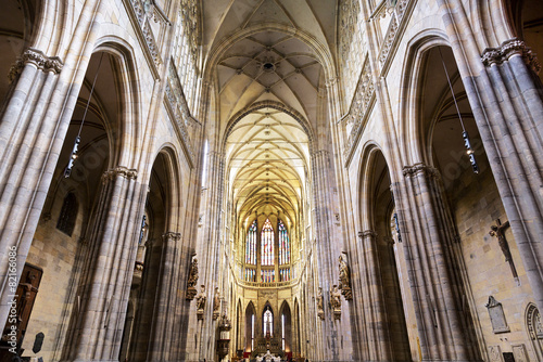 Interior of Saint Vitus Cathedral. Prague, Czech Republic