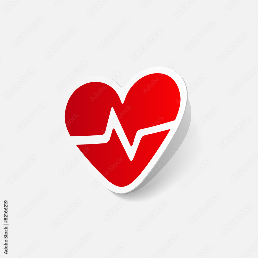 paper sticker: Heartbeat sign. heart with pulse paper sticker: Heartbeat sign. heart with pulse