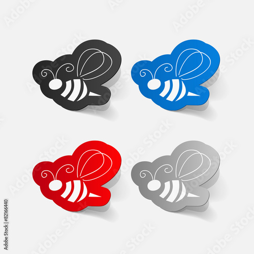 Realistic paper sticker: Bee