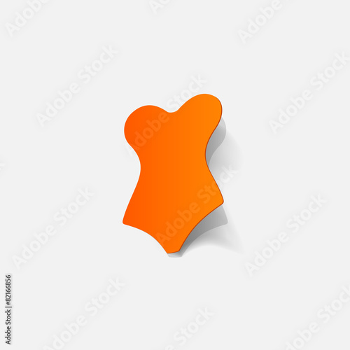 Realistic paper sticker: swimsuit