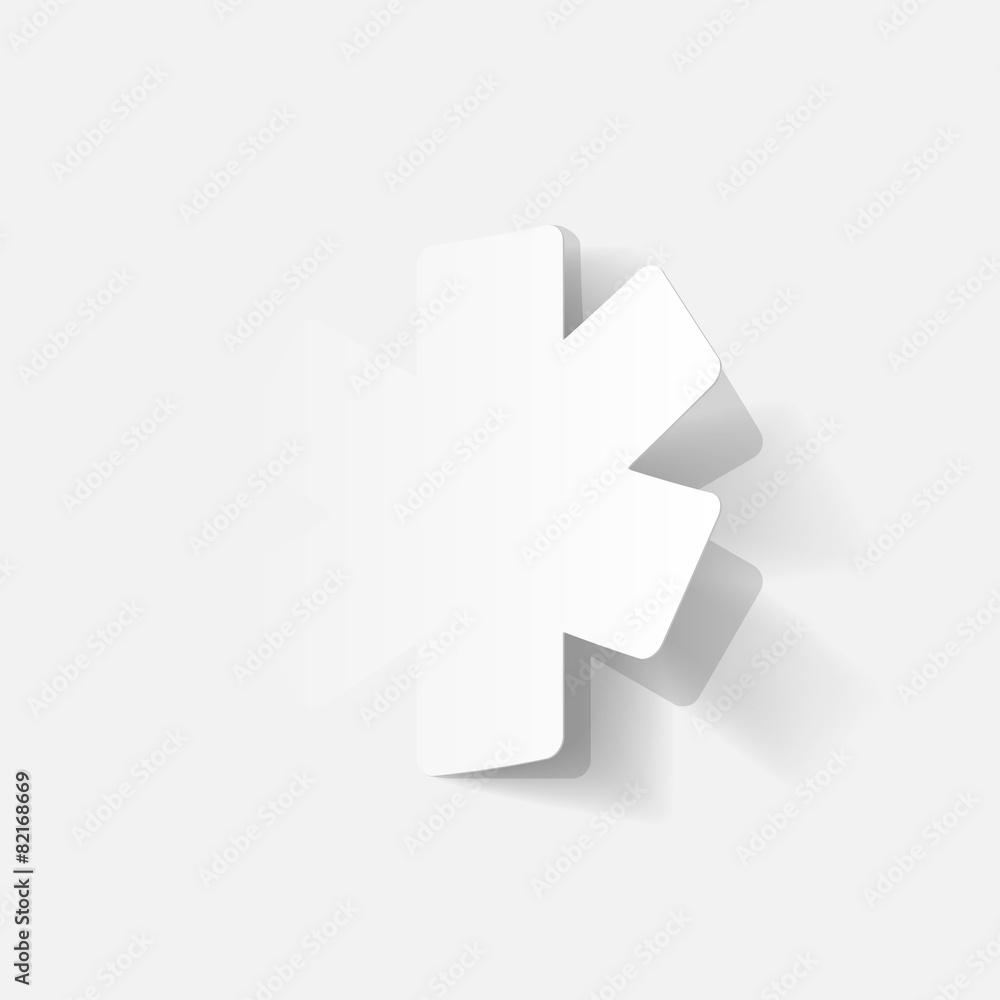 Paper clipped sticker: symbol medical care Paper clipped sticker: symbol medical care