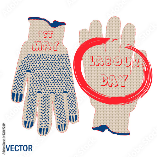 Labour day poster with work gloves
