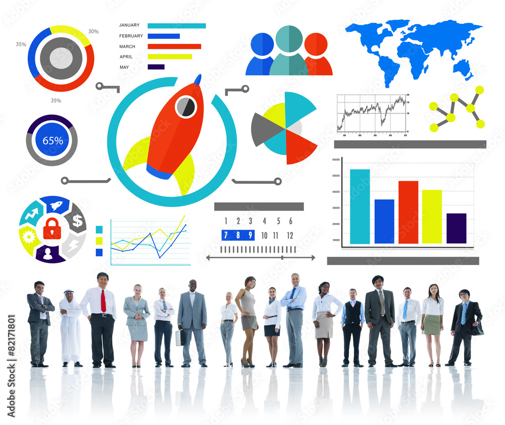 Obraz premium New Business Chart Innovation Teamwork Global Business Concept