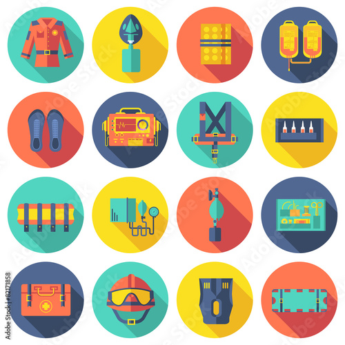 medical rescue uniform and set first aid help equipment and