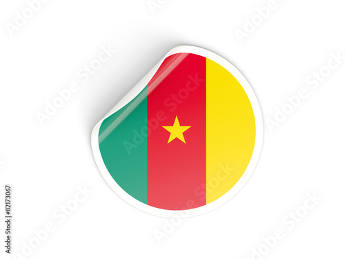 Round sticker with flag of cameroon