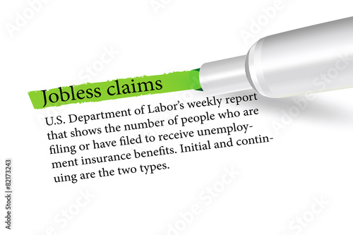 term overlined in green color by a pen of the Jobless Claims