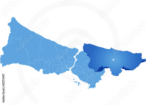 Istanbul Map with administrative districts where Sile is pulled