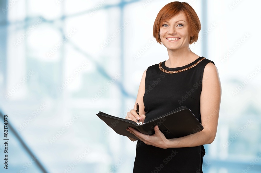 Lawyer. Young Businesswoman with Folio on White Lawyer. Young Businesswoman with Folio on White