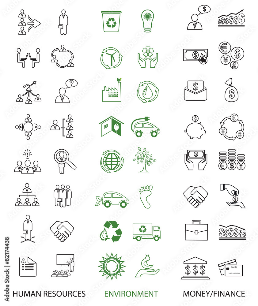 Set of 48 icons: environment,business and finance