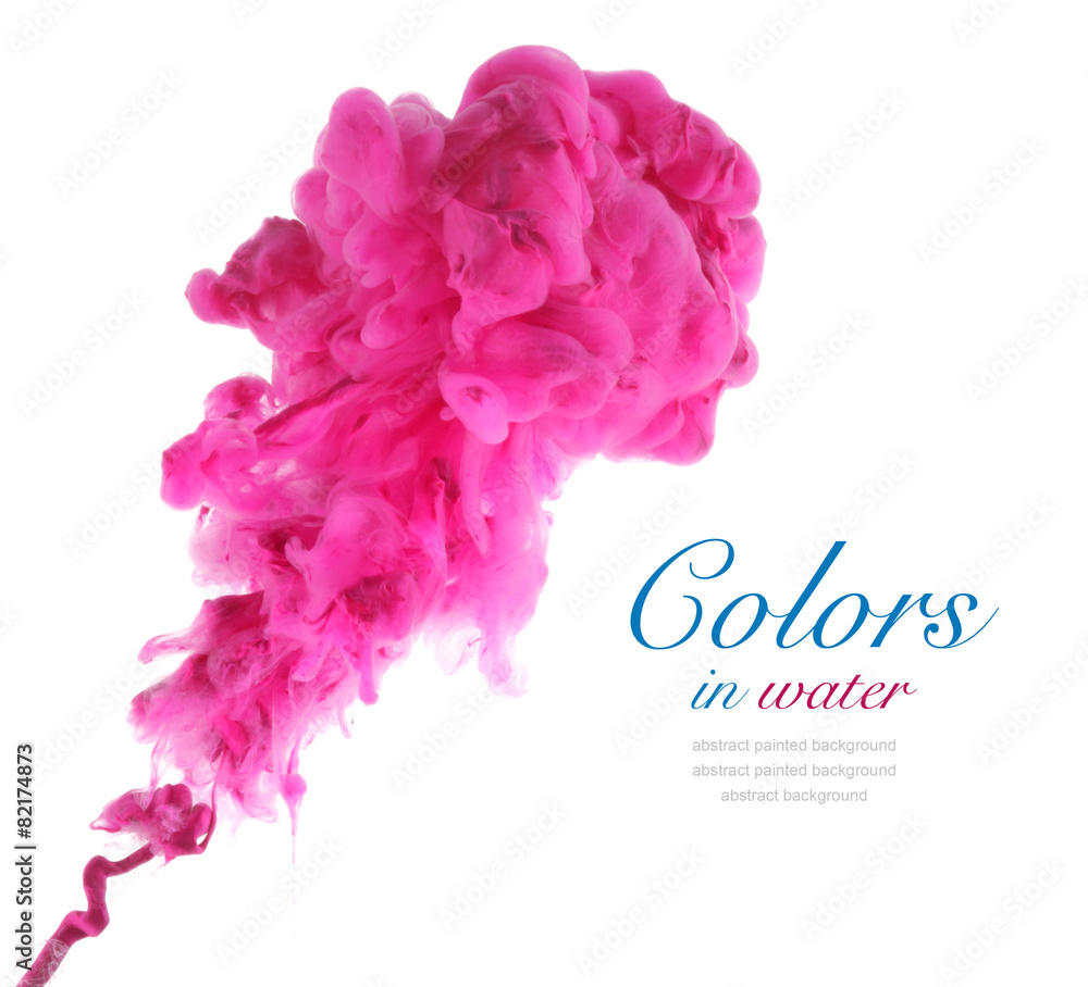 Acrylic colors and ink in water. Abstract background.