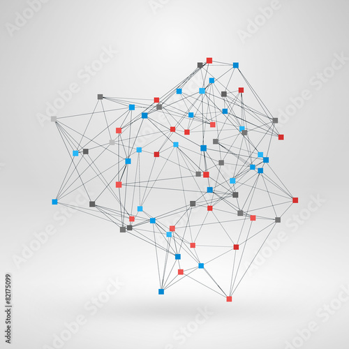 Wireframe Polygonal Element. Abstract 3D Object with Thin Lines