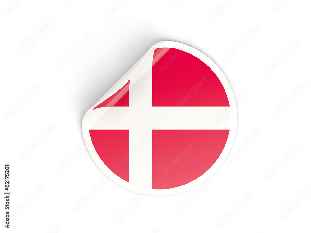 Obraz premium Round sticker with flag of denmark