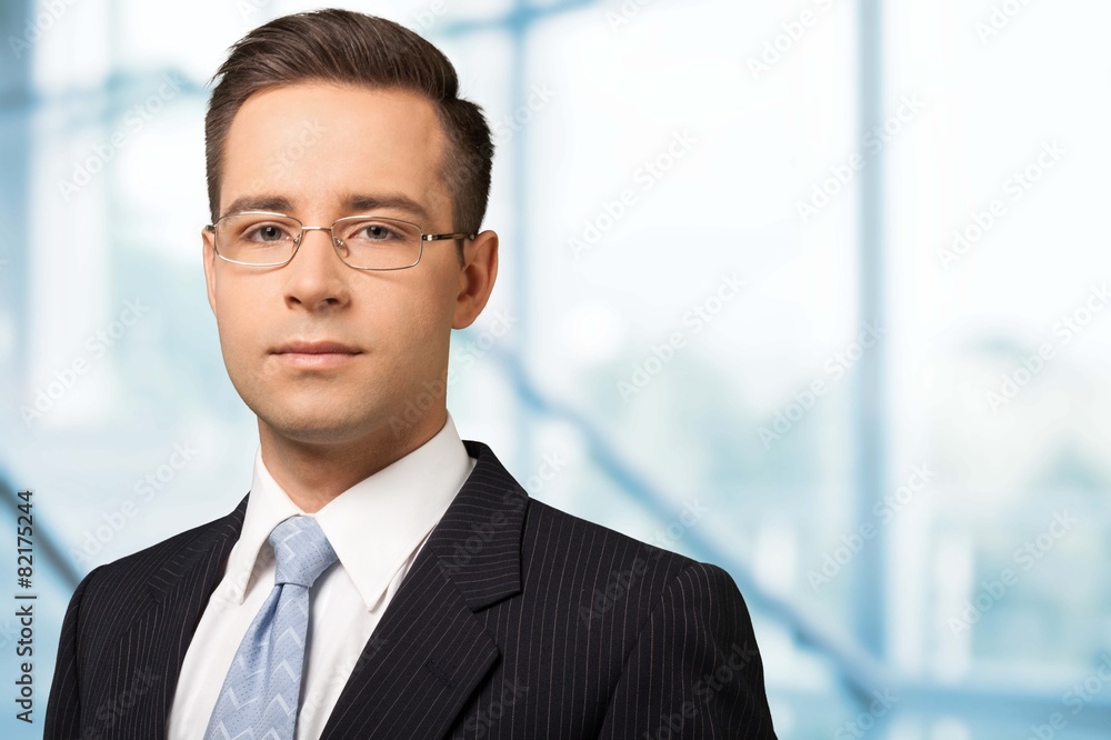 Business. Businessman in front of his office Business. Businessman in front of his office