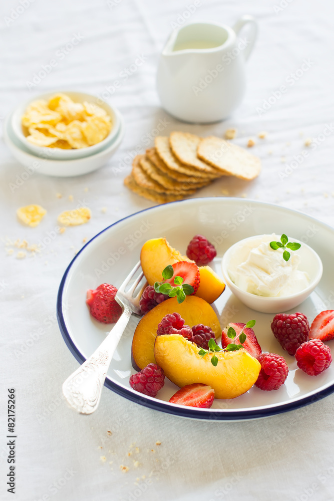 Peaches and raspberry Peaches and raspberry