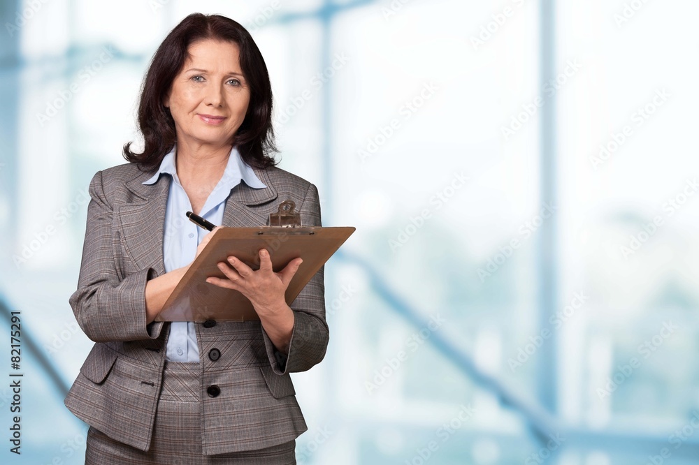 Clipboard. Business woman with clipboard Clipboard. Business woman with clipboard
