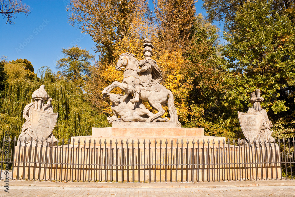 Statue of polish king Jan III Sobieski - obrazy, fototapety, plakaty 