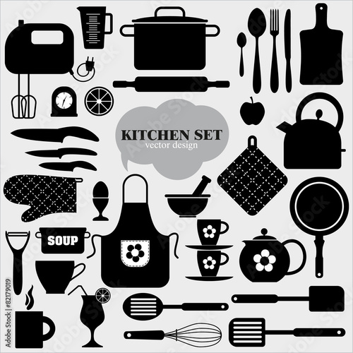 Kitchen icons set of tools