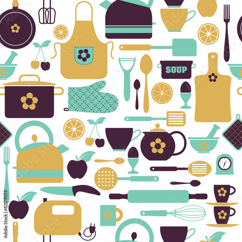 Seamless pattern kitchen tools.