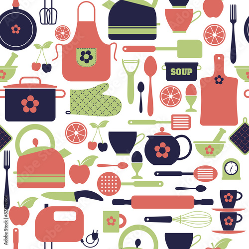 Seamless pattern kitchen tools.