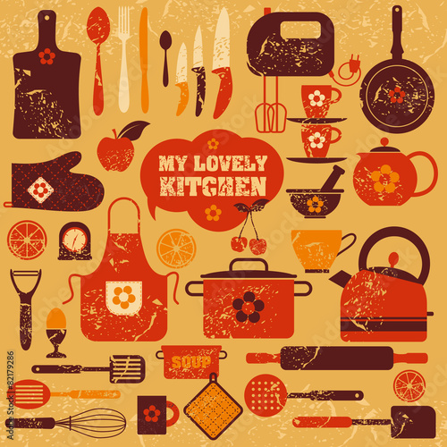 Kitchen icons set of tools