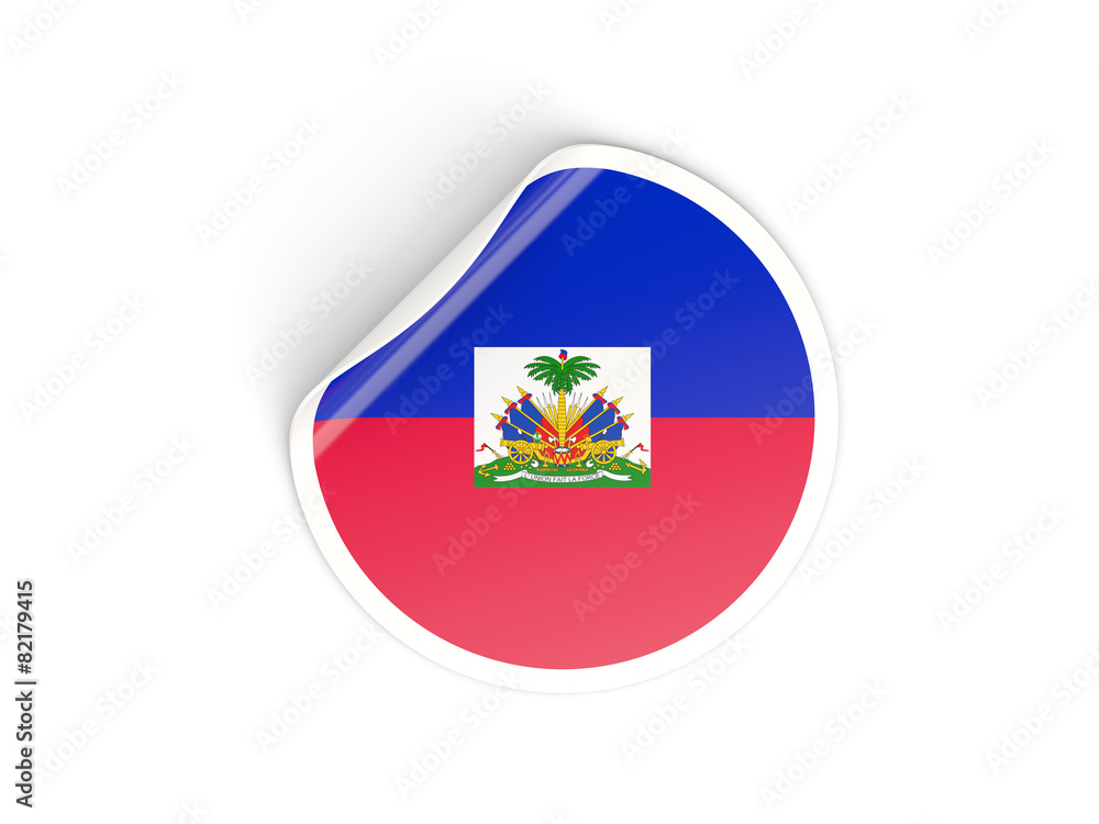 Round sticker with flag of haiti