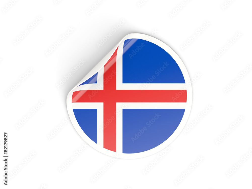 Obraz premium Round sticker with flag of iceland