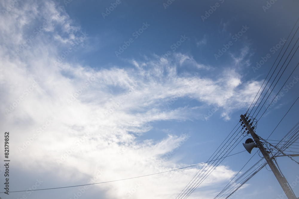 Fototapeta premium Street electric post and blue sky