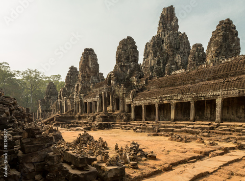 Bayon impresive view with unrestored stones