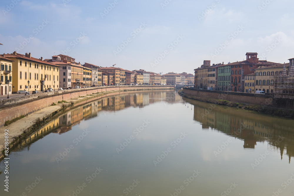 The cityscape of Pisa in Italy