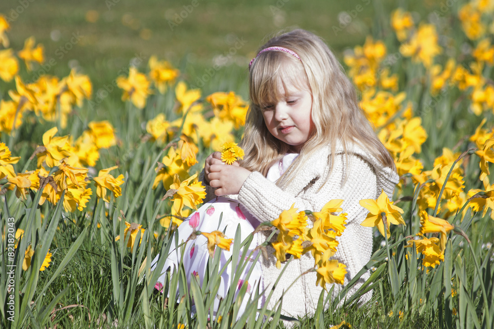Little girl in spring sunny park Little girl in spring sunny park