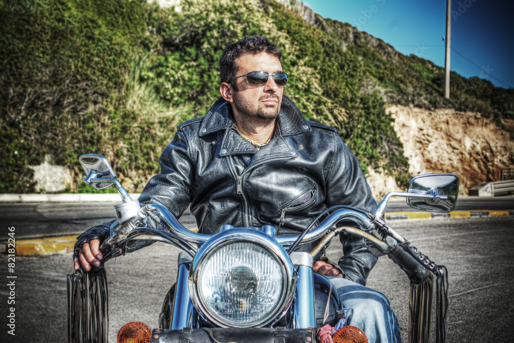 front view of a biker in hdr