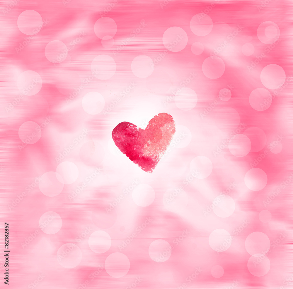Watercolour Valentine's Day card with a blurred background Watercolour Valentine's Day card with a blurred background
