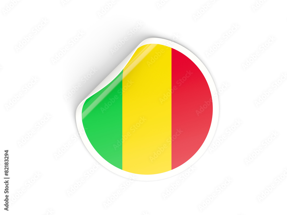 Fototapeta premium Round sticker with flag of mali