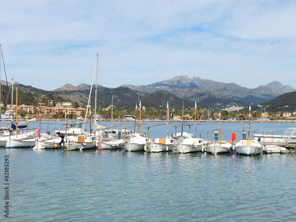White Yachts And Boats In In The Port D’Andratx, Majorca Island