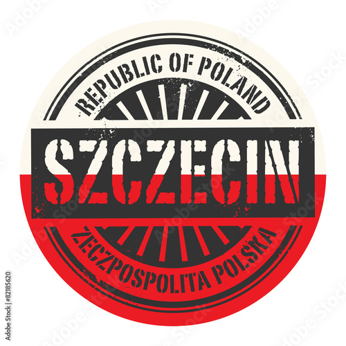 Grunge rubber stamp with the text Republic of Poland, Szczecin