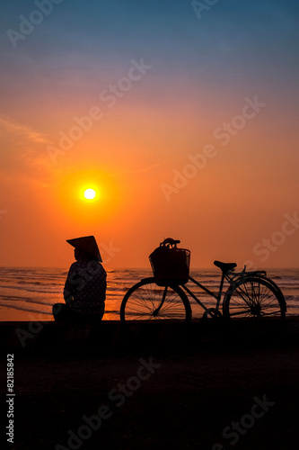life of fishermen in sunrise on the beach  vietnam