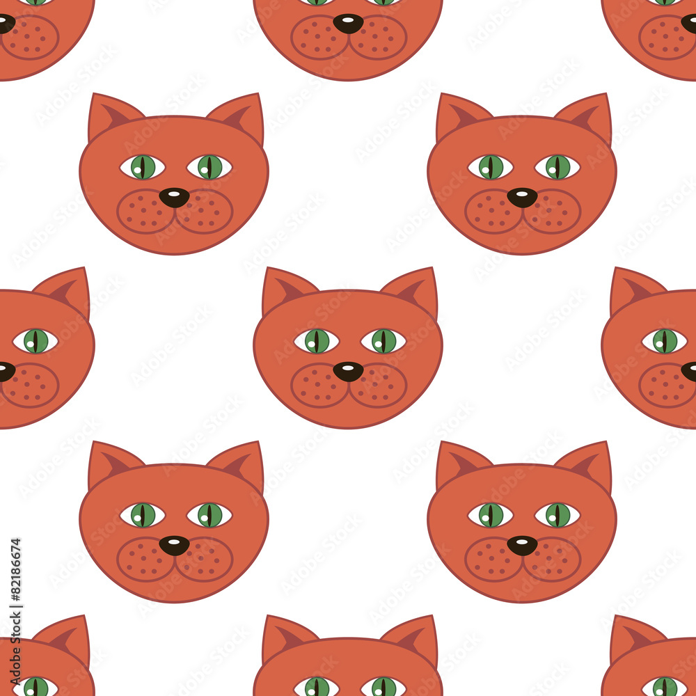 Obraz premium Seamless pattern with head of a cat on white background