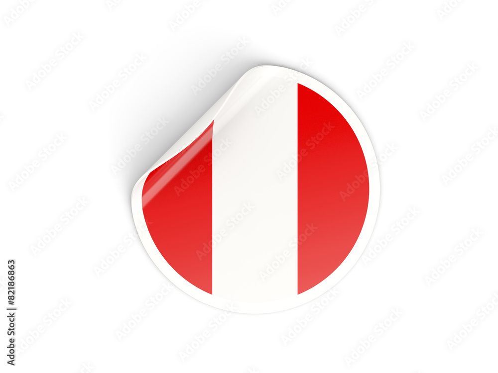 Round sticker with flag of peru Round sticker with flag of peru