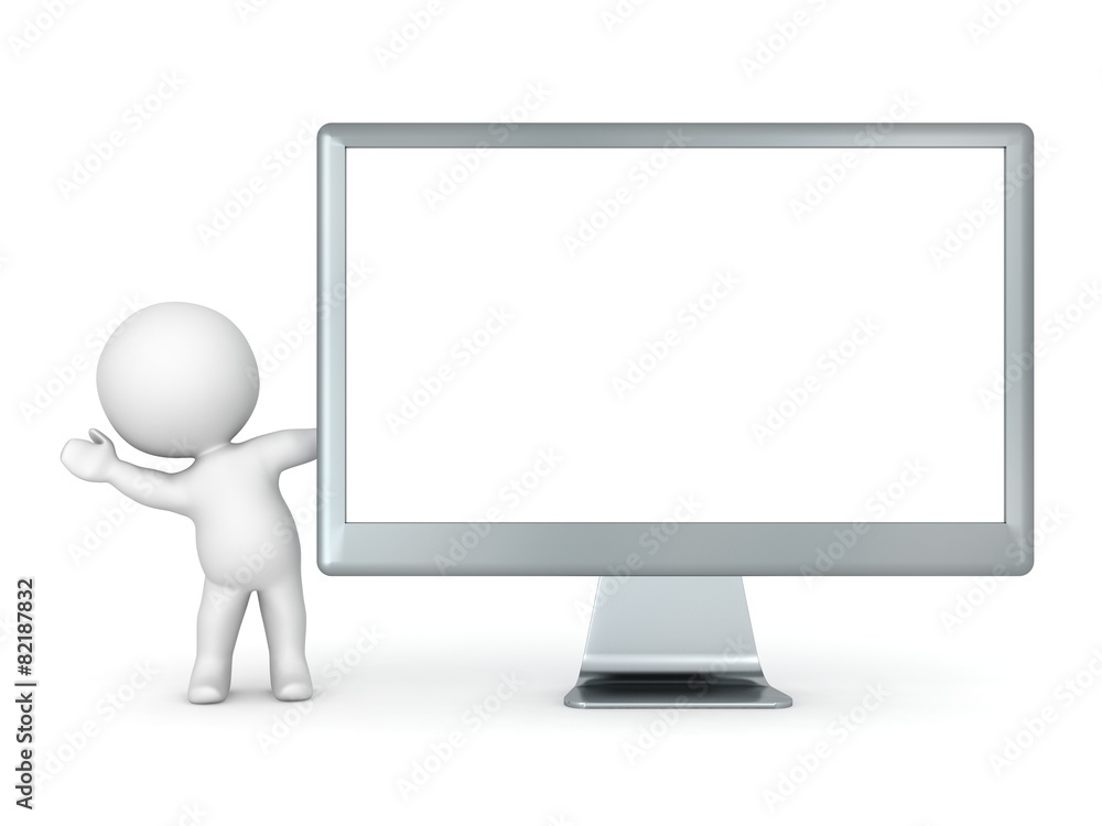 3D Character Waving from behind Wide Computer Monitor 3D Character Waving from behind Wide Computer Monitor