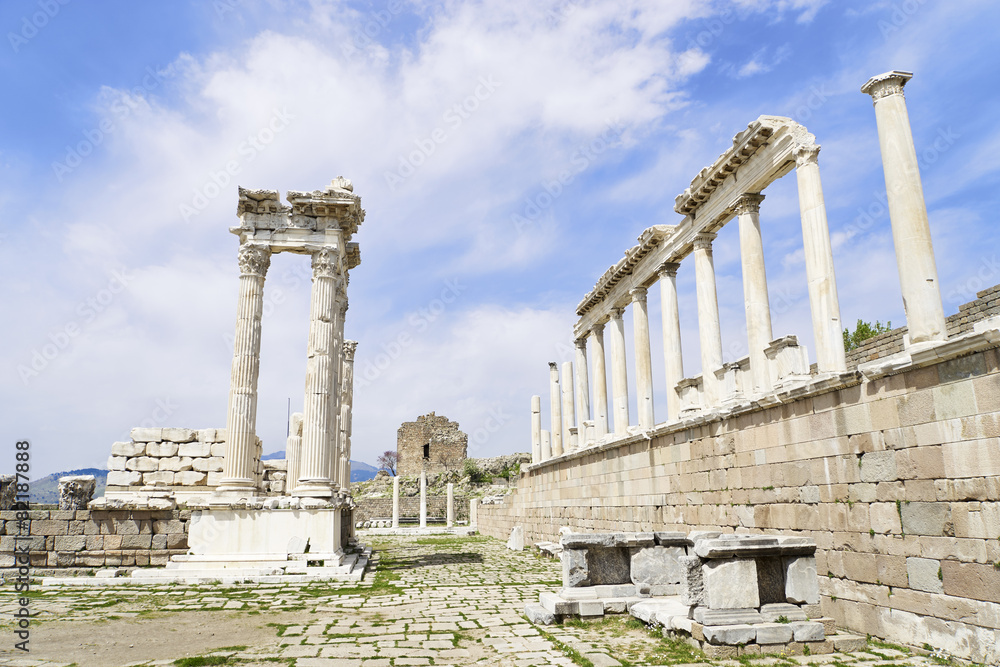 Temple of Trajan in the ancient city of Pergamon, Bergama, Turke Temple of Trajan in the ancient city of Pergamon, Bergama, Turke