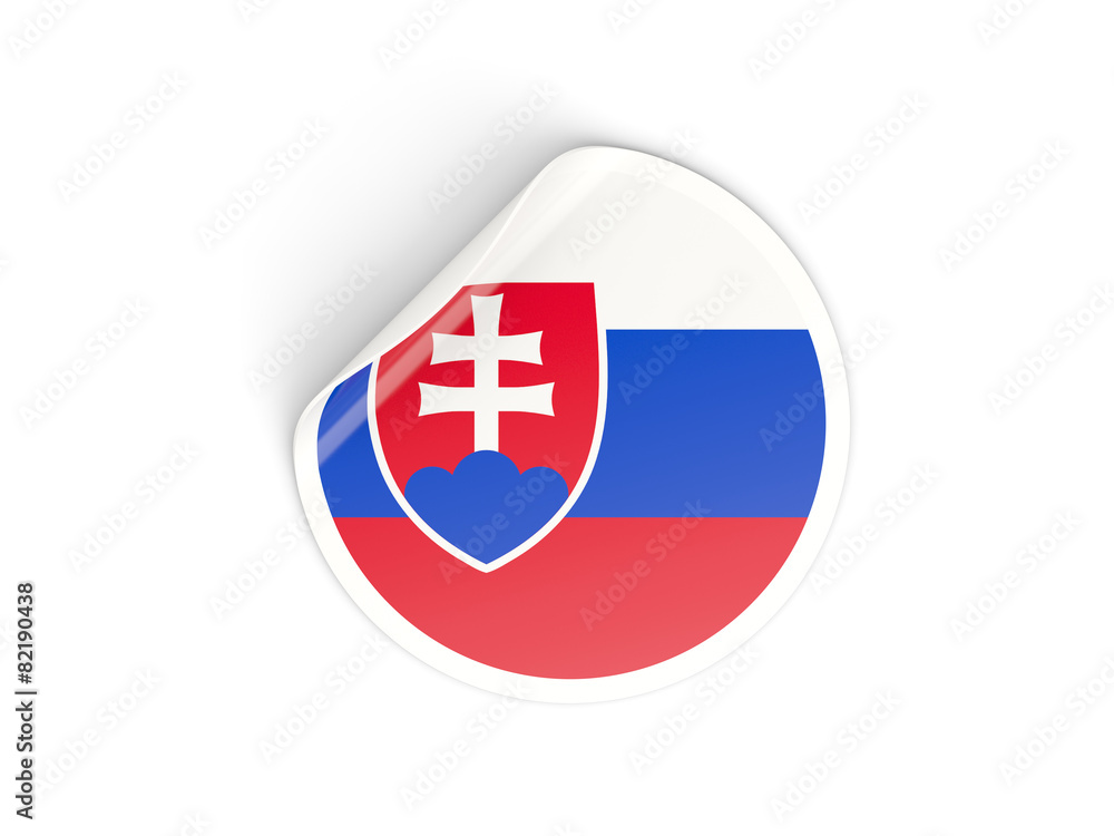 Fototapeta premium Round sticker with flag of slovakia