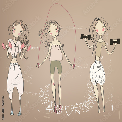 3 sporty girls.