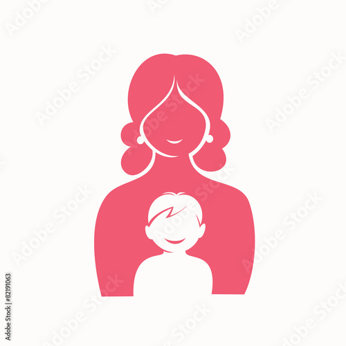 mother and son stylized vector silhouette