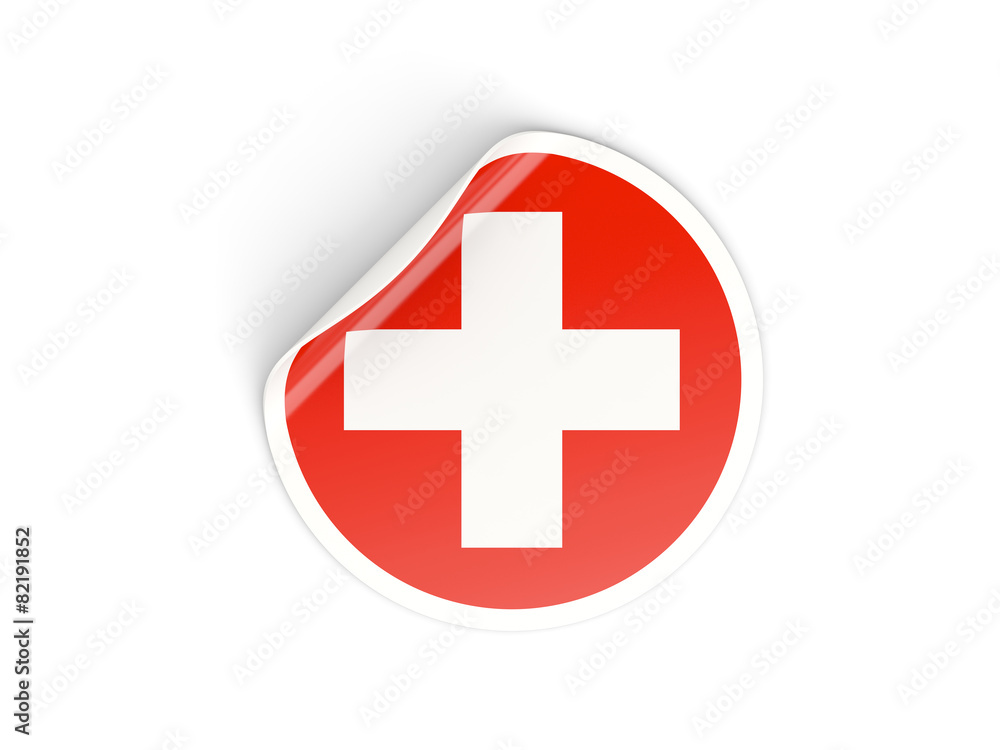 Round sticker with flag of switzerland Round sticker with flag of switzerland