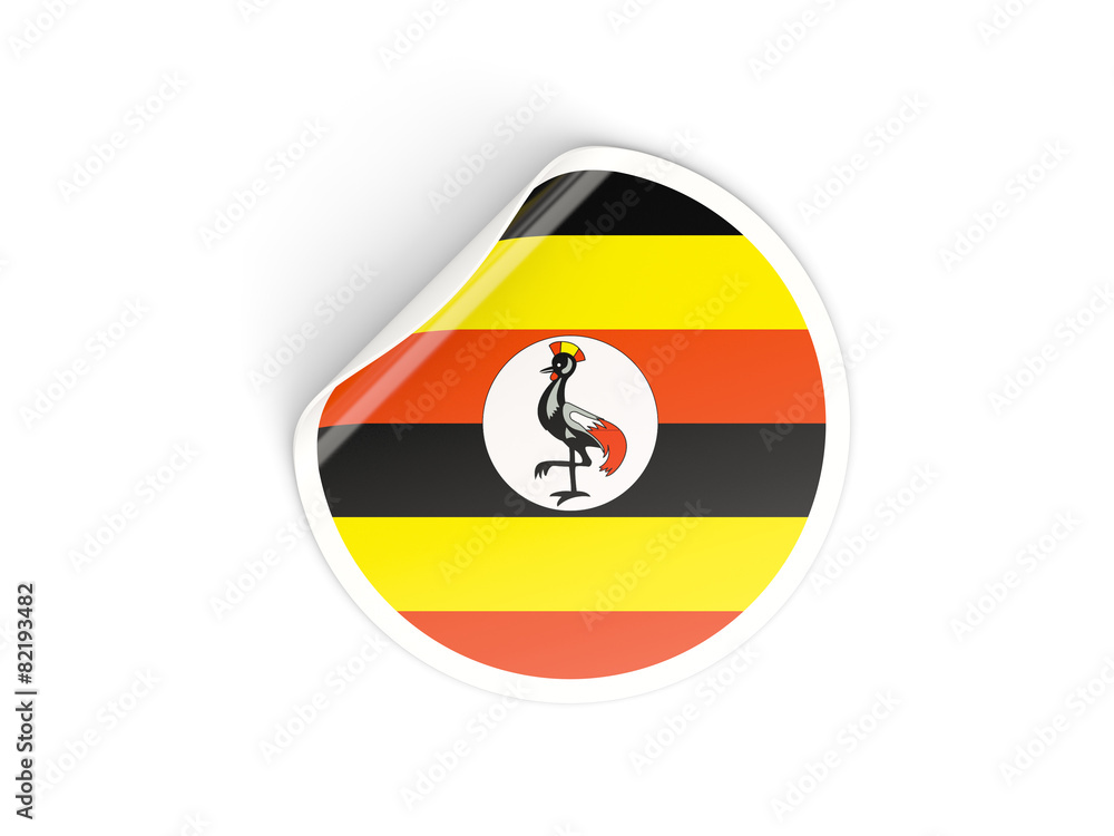 Fototapeta premium Round sticker with flag of uganda